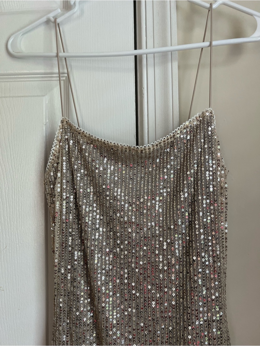 Silver / Gold Sparkly Sequin Formal Prom Hoco Sleeveless Midi Dress Large - Picture 4 of 7